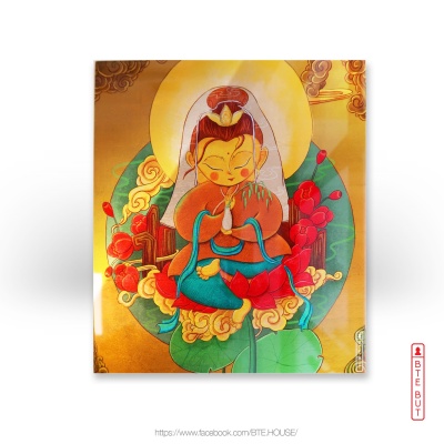 Tranh sơn mài dát bạc - Quan Thế Âm Tọa Thiền